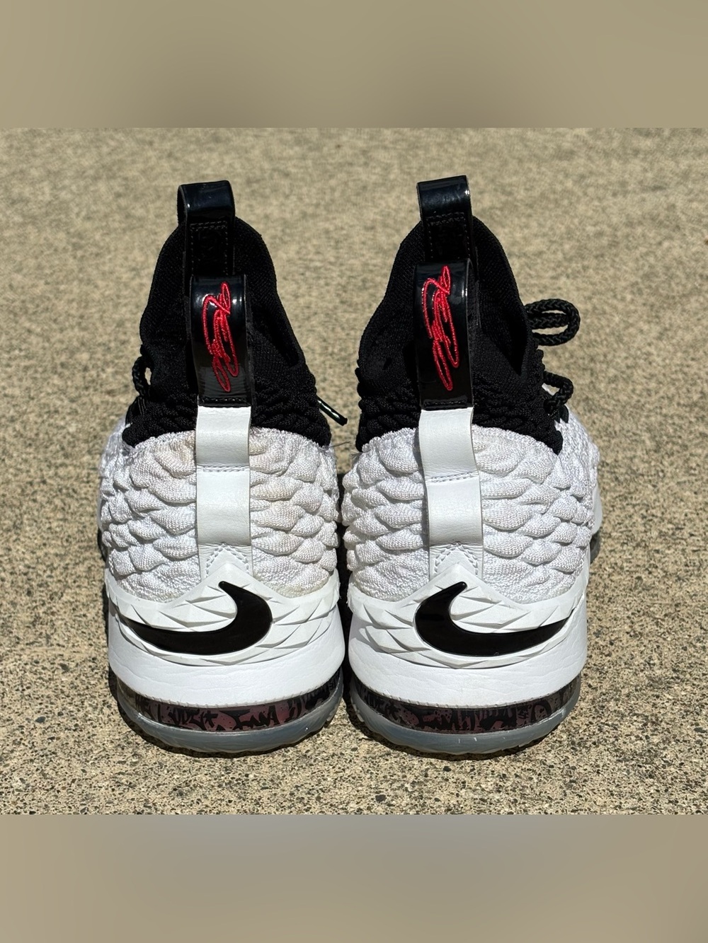 Nike LeBron 15 Graffiti GS 6Y White Black Basketball Sneakers - Picture 4 of 15